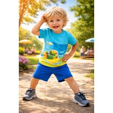 Almira Anne Bebek Yürümeye Başlayan Erkek Çocuklar Için Mavi Kablumbağa Desenli Takım Seti