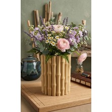 Modern Bambu Desenli Dekoratif Vazo – Minimalist Masa ve Raf Dekoru, Salon & Ofis Için Şık Tasarım