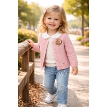 Almira Anne Bebek Bebek Kız Takımları Baharlık Hırkalı Gömlekli Kot Pantolonlu