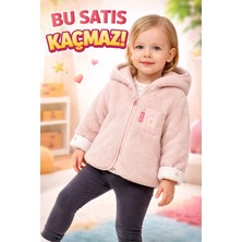 Almira Anne Bebek Kız Bebek Peluş Mont Kapşonlu Fermuarlı Kışlık Bebek Giyim