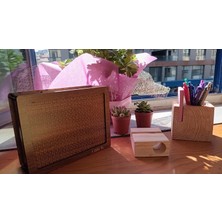 Jocco Hedef Kumbara + Ahşap Akustik Telefon Tutucu + Ahşap Kalemlik