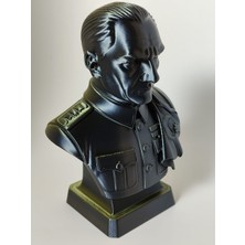 3DART54 Atatürk Büstü - Özel Ipek Dokulu Antrasit/gold Geçişli Dekoratif Heykel