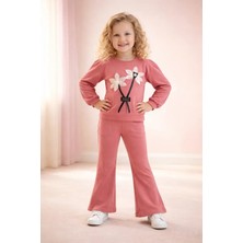 Almira Anne Bebek Kız Çocuk Yazlık Pembe Çiçek Desenli Takım 3-10 Yaş