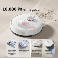Xiaomi S40 Akıllı Robot Süpürge Paspas 10000PA Lds Lazer Haritalama Anti-Dolanma Fırça 520ML Toz Haznesi Wi-Fi Kontrol Beyaz