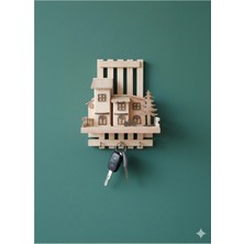 Ahşap Kasaba Temalı Dekoratif Anahtarlık & Boyama Seti No:3