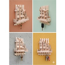 Ahşap Kasaba Temalı Dekoratif Anahtarlık & Boyama Seti No:6