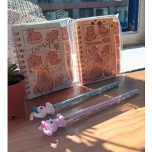 Zizu Not Defteri Capybara A6 Ayraçlı  2li + Yumurtlayan Kalem Tavşan Tepeli  2li