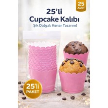 Party Express Cupcake Kalıbı & Kek Kapsülü & Muffin Kek Kalıbı & 25 Adet - Pembe Kek Kalıbı