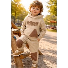 Almira Anne Bebek Erkek Çocuk Kapşonlu Takım Kahve Renkli Kanguru Cepli Kışlık Giyim