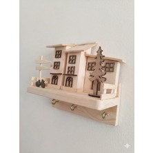 Ahşap Kasaba Temalı Dekoratif Anahtarlık & Boyama Seti No:8