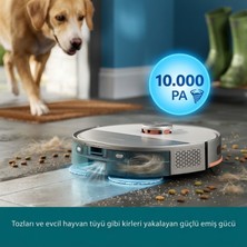 Philips Homerun 5000  Akıllı Robot Süpürge ve Mop 10000PA Otomatik Boşaltma Istasyonu Çizgi Lazer Haritalama Dolanma Önleme Beyaz