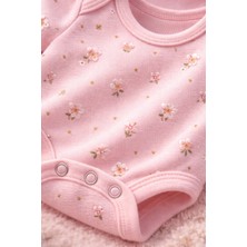 Almira Anne Bebek Kız Bebek Çiçek Desenli Kısa Kollu Çıtçıtlı Bady Bebek Giyim