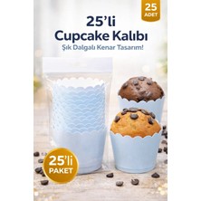 Party Express Cupcake Kalıbı & Kek Kapsülü & Muffin Kek Kalıbı & 25 Adet - Mavi Kek Kalıbı