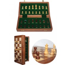 Marsilyan Mıknatıs Taşlı Ahşap Katlanabilir Kutulu Satranç Oyunu 30 cm