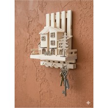 Ahşap Kasaba Temalı Dekoratif Anahtarlık & Boyama Seti No:4