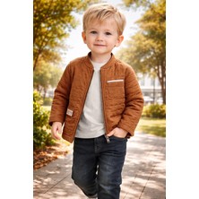 Almira Anne Bebek Bebek Erkek Takım Kahverengi Kapitone Ceket ve Pantolon