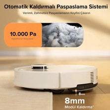 Roborock S8 Pro Akıllı Robot Süpürge 10000PA Vibrarise 2.0 Titreşimli Paspas Lidar Navigasyon Çift Kauçuk Fırça 220DK Çalışma Beyaz