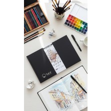 Tuvalist Sanat Eserleri A4 Premium Eskiz Defteri – Sert Keten Kapak, Dikişli, 140 G/m² Dokulu Kağıt (160 Sayfa, Yatay Form)