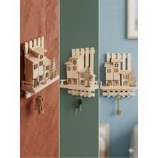 Ahşap Kasaba Temalı Dekoratif Anahtarlık & Boyama Seti No:2