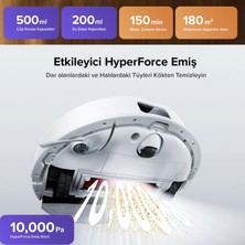 Roborock 10.000 Pa Hyperforce Emiş Gücü Precisense Lidar Navigasyon Vibrarise 2.0 Paspas Duoroller Çift Fırça Akıllı Robot Süpürge Beyaz