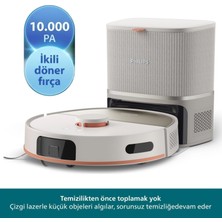 Philips 5000 Serisi Islak Kuru Robot Süpürge 10.000 Pa Emiş Gücü Çift Döner Paspas Çizgi Lazer Navigasyon Homerun Otomatik Boşaltma Istasyonu Beyaz XU5100/20