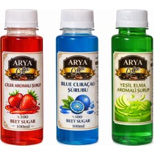 Arya Coffee Çilek -Blue Curaçao - Yeşil Elma Şurupları 3 x 100ML