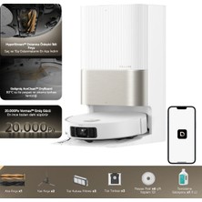 Dreame Kendi Kendini Temizleyen Robot Süpürge Akıllı Robot Süpürge 20000PA Proleap 6cm Eşik Aşma Hyperstream Çift Fırça Aı Engel Algılama Sıcak Su Istasyonlu Beyaz