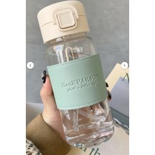 Gökyüzü Işığı 500 ml Pipetli Plastik Suluk- Deri Kaplamalı-Taşınabilir-Sızdırmaz-Öğrenciler Uygun