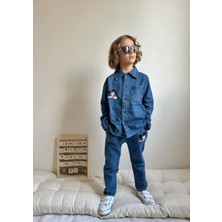 Almira Anne Bebek Çocuklar Için Mickey Mouse Kot Takım Günlük Spor Şık Tasarım