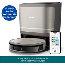 Philips Kendi Kendini Temizleyen Robot Süpürge  9000 Serisi Islak Kuru 8000 Pa Emiş Gücü Powercyclone Aqua Lazer Navigasyon Hepsi Bir Arada Istasyon Akıllı Robot Süpürge Gri XU9100/10