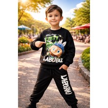 Almira Anne Bebek Erkek Çocuk Siyah Baskılı Takım Günlük Spor Giyim