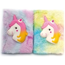 Marsilyan Kabartmalı Unicorn Tasarımlı Peluş Hatıra Defteri