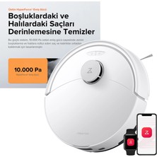 Roborock Q8 Max Pro 10.000 Pa Duoroller Çift Fırça Mop Kaldırma Lidar Navigasyon 5200MAH 220DK Çalışma Akıllı Robot Süpürge Beyaz