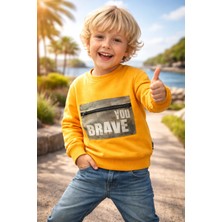 Almira Anne Bebek Çocuklar Için Turuncu Fermuarlı Sweatshirt Erkek Giyim