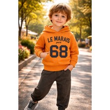 Almira Anne Bebek Çocuklar Için Turuncu Kapşonlu Eşofman Takımı | Erkek Çocuk Giyim