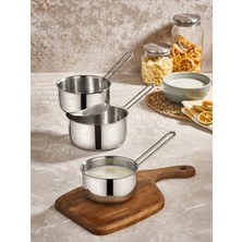 Siera Steel Aurea 3 Lü Çelik Kaçerola Sosluk Sütlük (12-14-16 Cm)