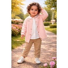 Almira Anne Bebek Kız Çocuk Yazlık Takım Gömlekli Pantolon Çiçek Nakışlı Düğmeli