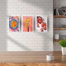 TASARIM ŞEYLER Spagetti & Gusto: 3’lü Italyan Mutfağı Temalı Modern Sanat Tablo Seti