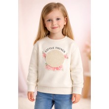 Almira Anne Bebek Çocuk Kız Sweatshirt Uzun Kollu Çiçek Desenli Baharlık Gri
