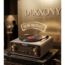 Dexxony DZ11 Nostaljik Radyo Pikap Tasarımlı Şarjlı Bluetooth Hoparlör Retro Fm/am Radyo Usb/tf/aux Girişli