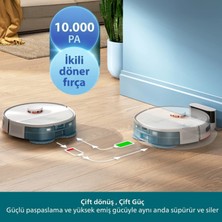 Philips 10000PA Robot Vacuum Homerun 5000 Çift Döner Mop Lazer Teknolojisi 4800MAH 200DK Çalışma Süresi Akıllı Süpürge Beyaz