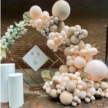 Parti Show Siyah ve Ten Rengi Balon Zinciri Seti - Mat Bej Efektli