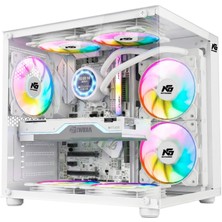 Next Gaming Orion Cube 3x Tuştan Değişen Rgb Fanlı M-Atx Boş Bilgisayar Kasası Beyaz
