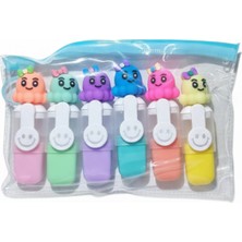 Gökyüzü Işığı Sevimli Karakter Başlıklı Mini Fosforlu Keçeli Kalem-6lı SET-FOSFOR05