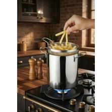 Siera Steel Lumera Süzgeçli Çelik Kızartma ve Haşlama Tenceresi 2l – 304 Paslanmaz