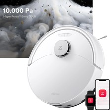 Roborock 10000PA Robot Vacuum Q8 Max Pro Çift Kauçuk Fırça Akıllı Engel Algılama 220DK Çalışma Süresi Süpürme Silme Beyaz