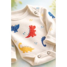 Almira Anne Bebek Bebek Body Erkek Uzun Kollu Dinozor Baskılı Çıtçıtlı