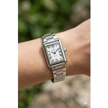 Essence Gümüş Dikdörtgen Kasa Kadın Kol Saati | 22 mm Çelik Kasa, Gümüş Çelik Kordon, Beyaz Kadran