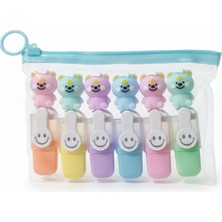 Gökyüzü Işığı Sevimli Mini Fosforlu Keçeli Kalem-6lı Set-Mini Ayıcık BAŞLIKLI-FOSFOR04