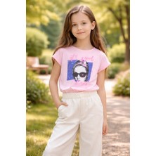 Almira Anne Bebek Kısa Kollu Kız Çocuk Bisiklet Yaka T-Shirt Pembe | Çocuk Giyim